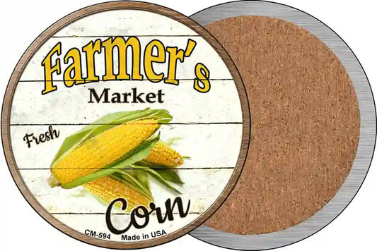 Farmers Market Corn Novelty Circle Coaster Set of 4