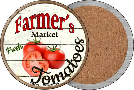 Farmers Market Tomatoes Novelty Circle Coaster Set of 4