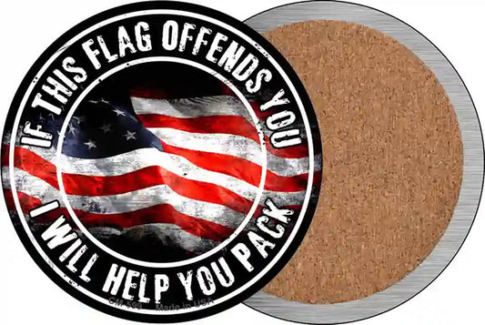 This Flag Offends You Novelty Circle Coaster Set of 4