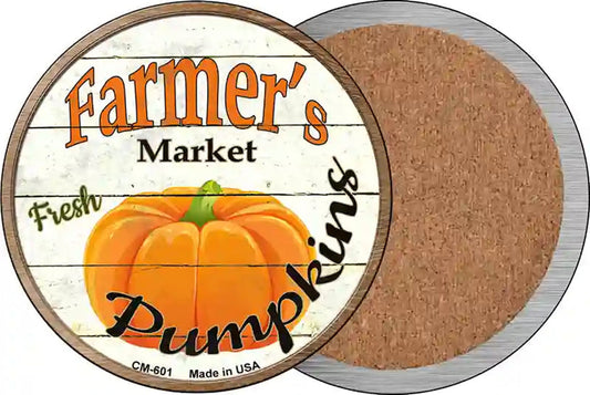 Farmers Market Pumpkins Novelty Circle Coaster Set of 4