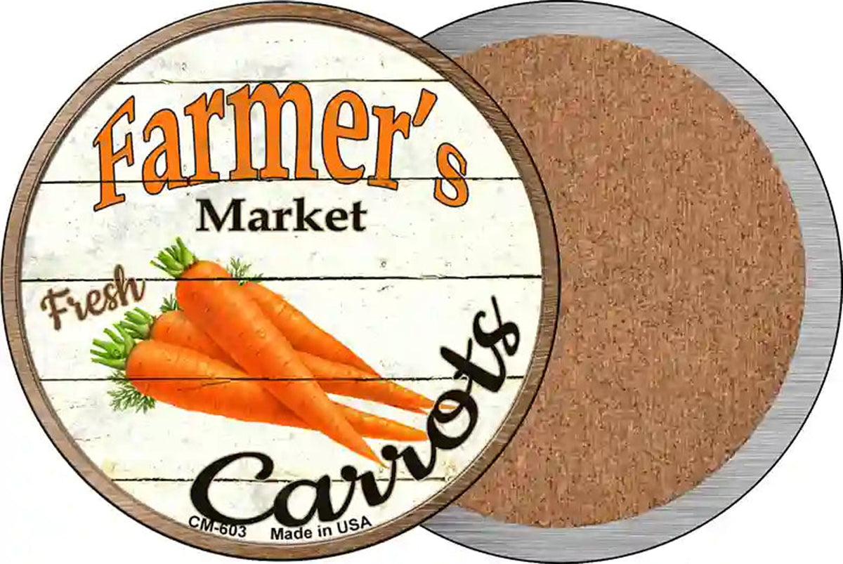 Farmers Market Carrots Novelty Circle Coaster Set of 4