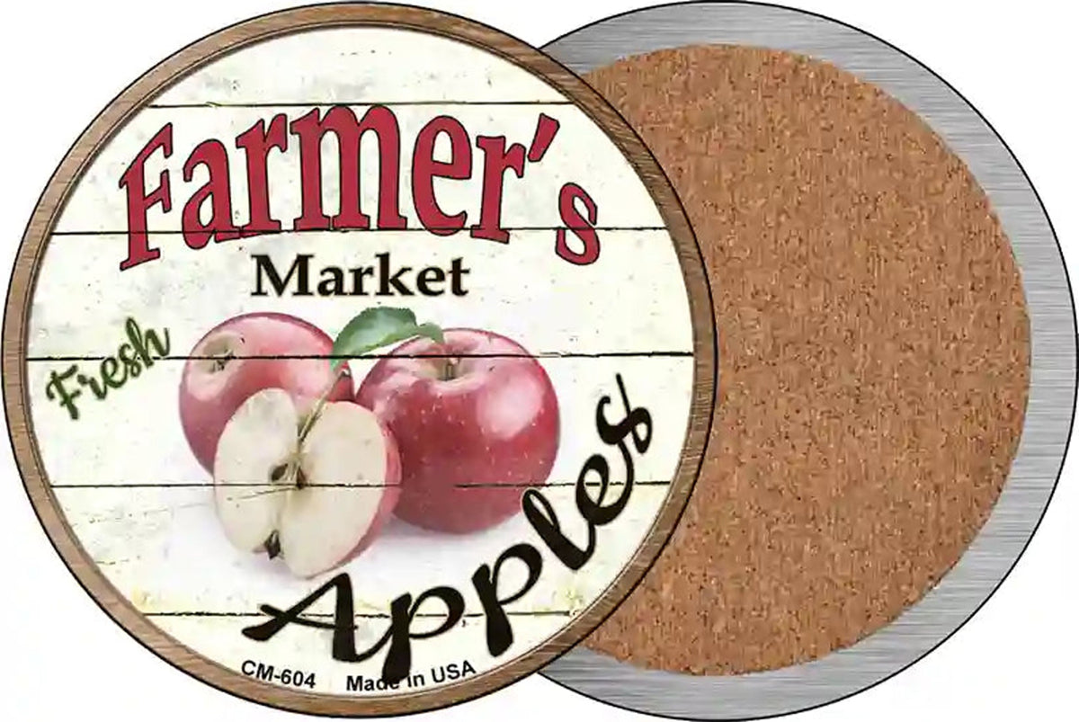 Farmers Market Apples Novelty Circle Coaster Set of 4
