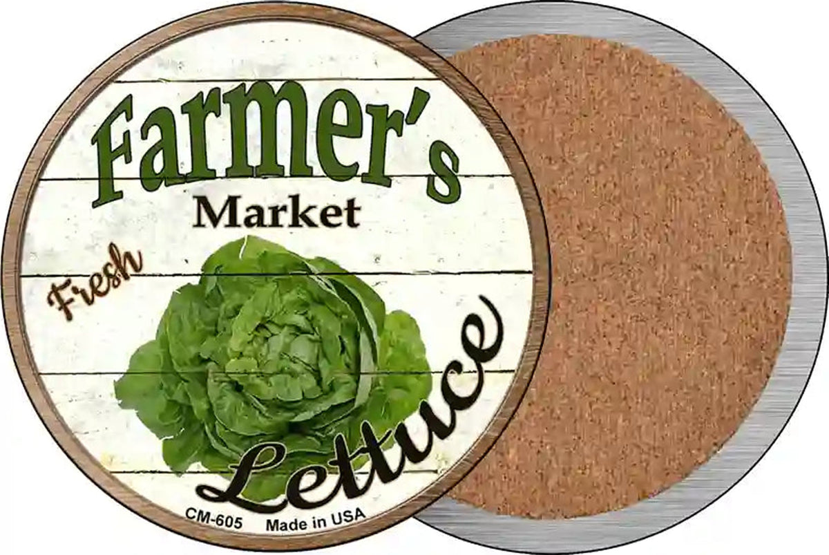 Farmers Market Lettuce Novelty Circle Coaster Set of 4