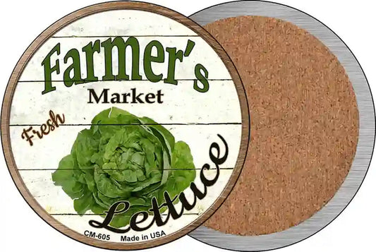 Farmers Market Lettuce Novelty Circle Coaster Set of 4