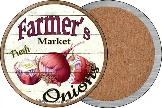 Farmers Market Onions Novelty Circle Coaster Set of 4