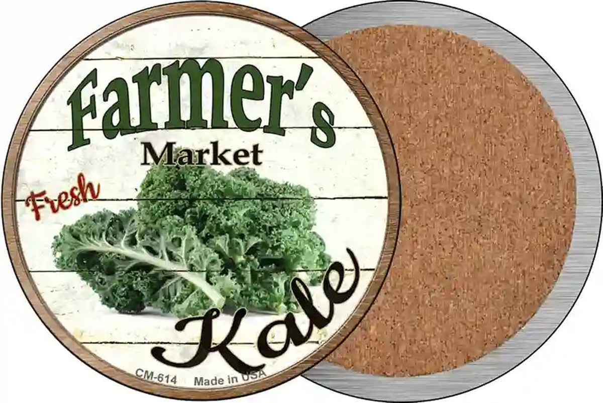 Farmers Market Kale Novelty Circle Coaster Set of 4