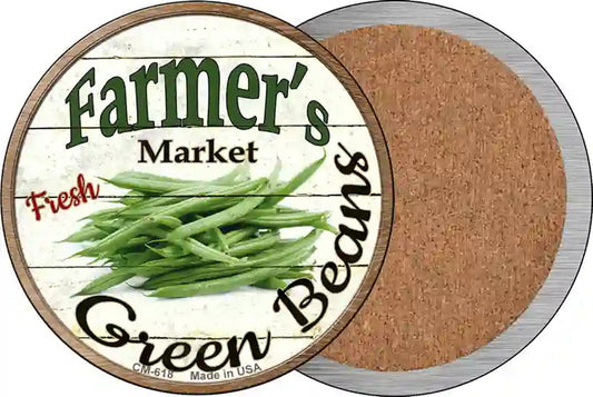 Farmers Market Green Beans Novelty Circle Coaster Set of 4