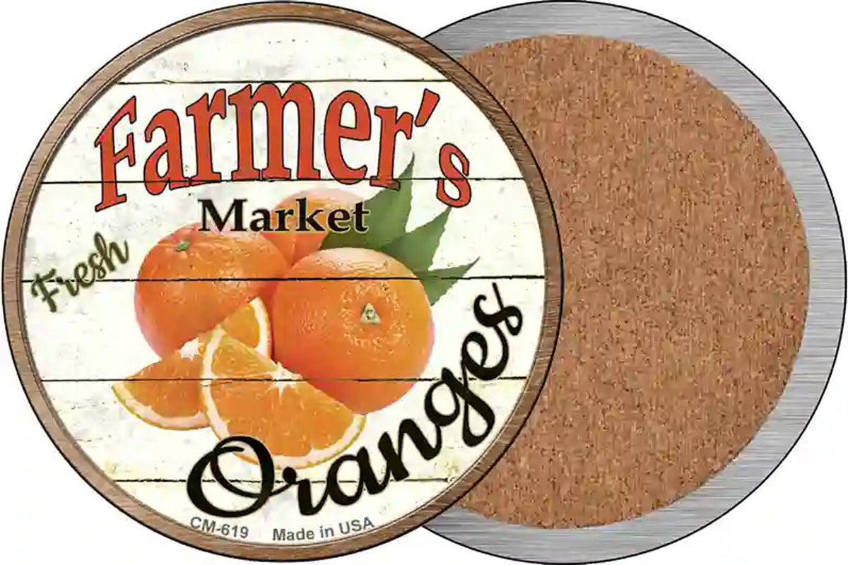 Farmers Market Oranges Novelty Circle Coaster Set of 4