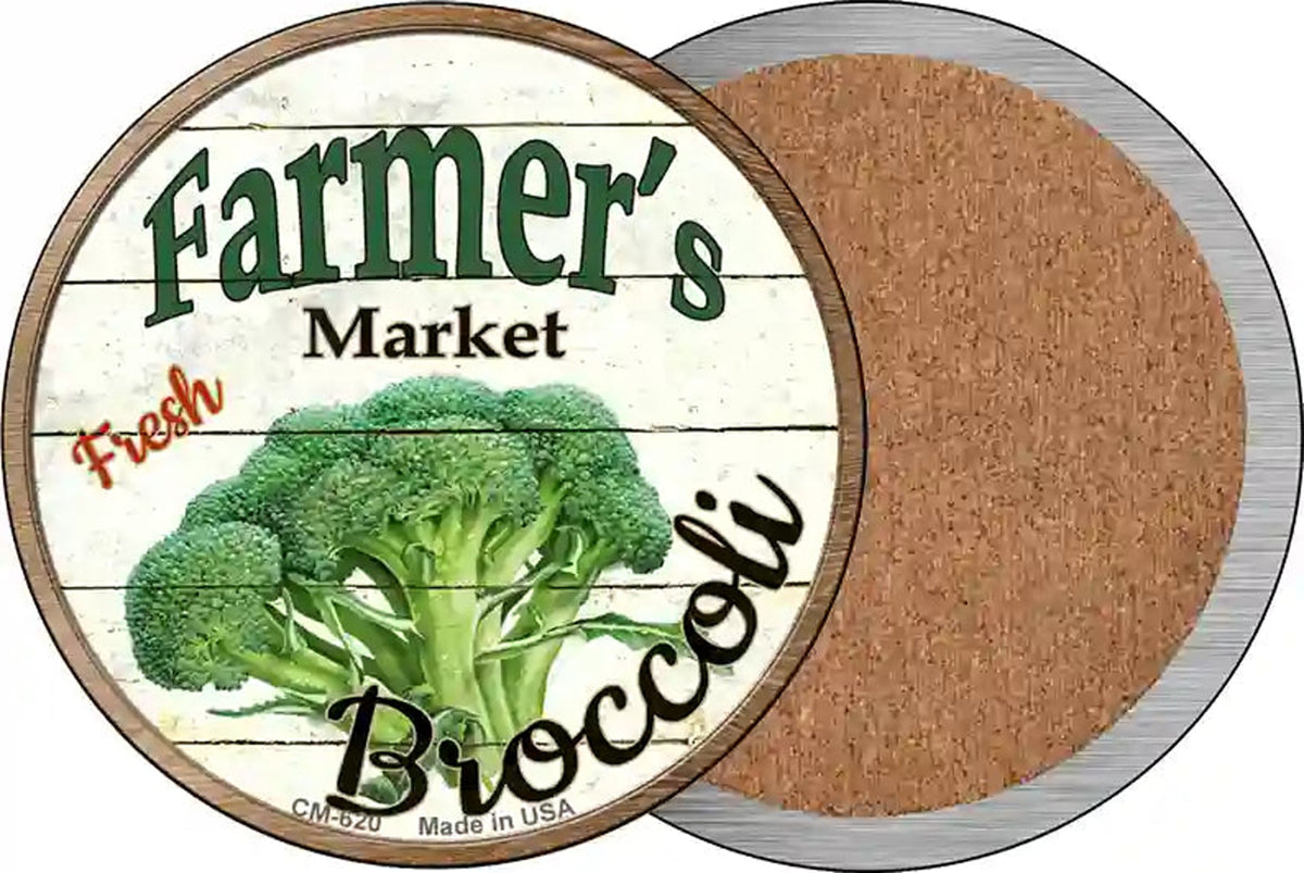 Farmers Market Broccoli Novelty Circle Coaster Set of 4