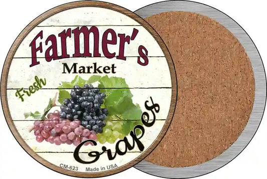 Farmers Market Grapes Novelty Circle Coaster Set of 4