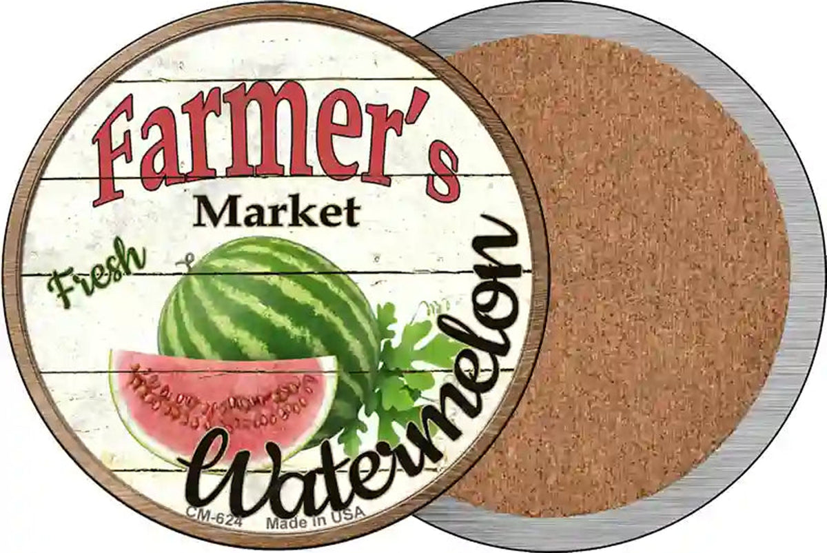 Farmers Market Watermelon Novelty Circle Coaster Set of 4