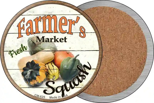 Farmers Market Squash Novelty Circle Coaster Set of 4