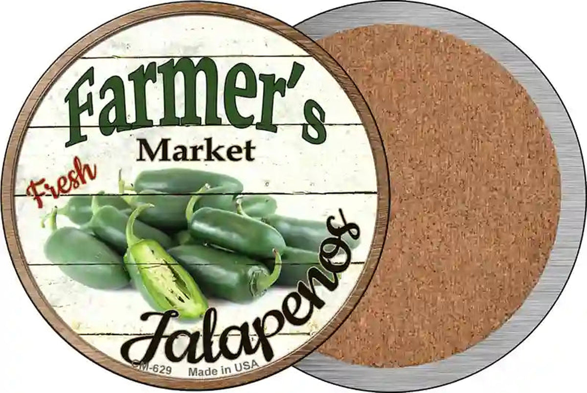 Farmers Market Jalapenos Novelty Circle Coaster Set of 4