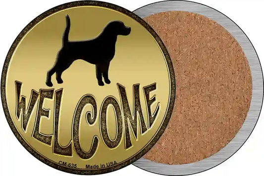 Welcome With Dogs Novelty Circle Coaster Set of 4