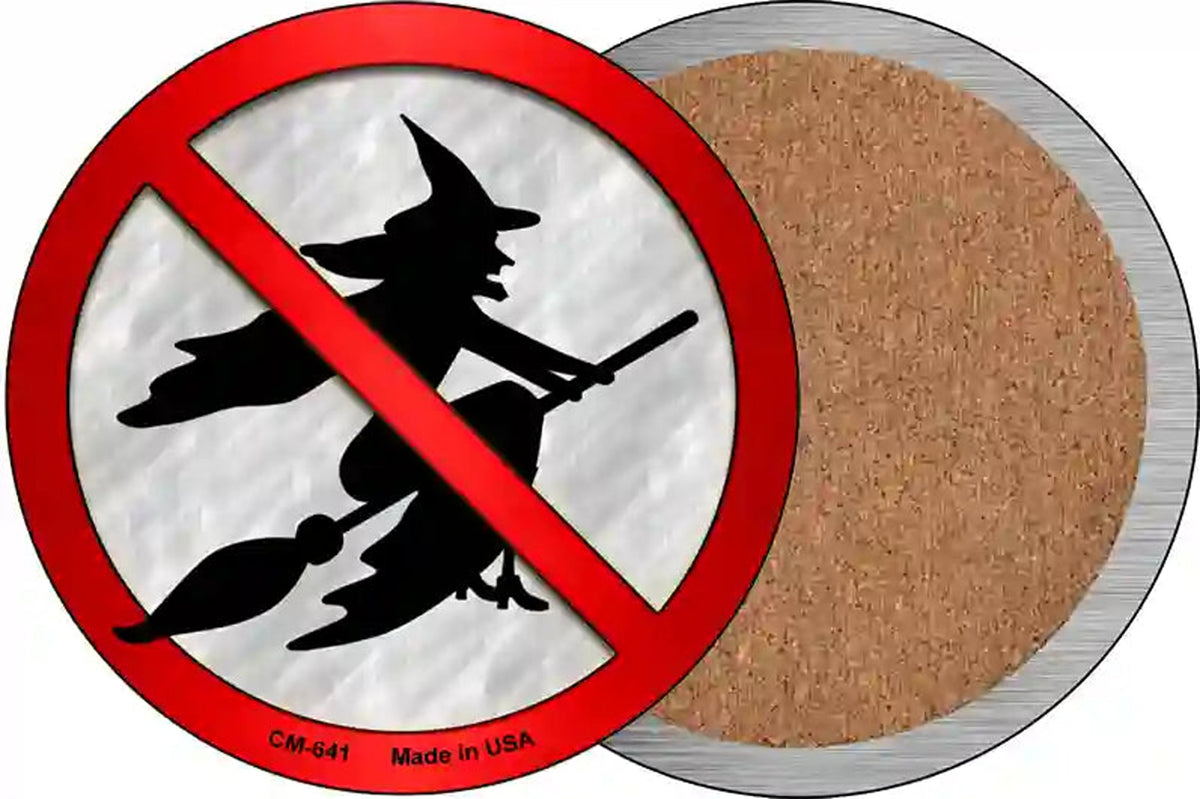 No Witches Novelty Circle Coaster Set of 4