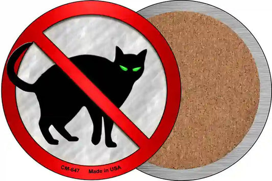 No Cats Novelty Circle Coaster Set of 4