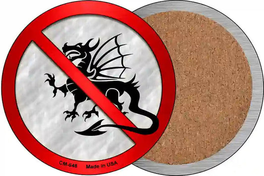 No Dragons Novelty Circle Coaster Set of 4