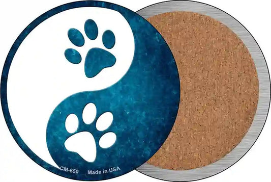 Yin And Yang With Paws Novelty Circle Coaster Set of 4