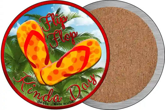 Flip Flop Kinda Day Novelty Circle Coaster Set of 4