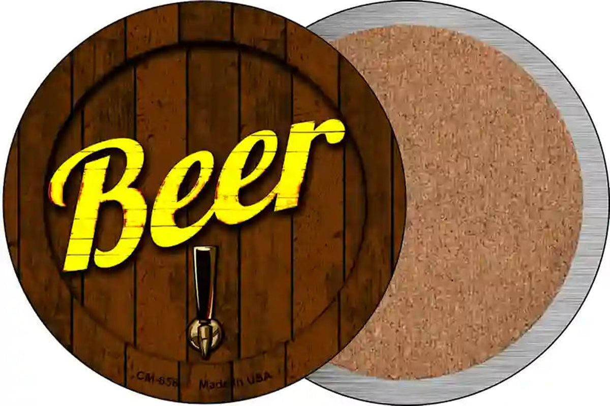 Beer Keg Tap Novelty Circle Coaster Set of 4