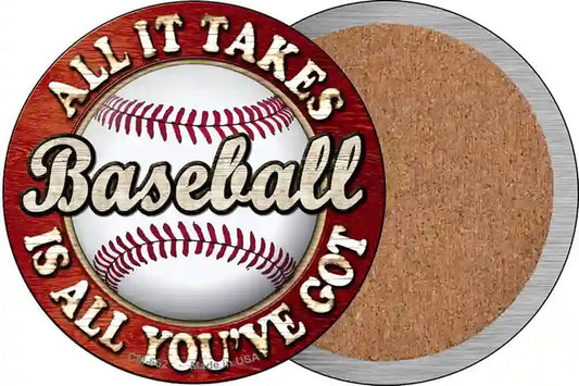 Baseball Novelty Circle Coaster Set of 4