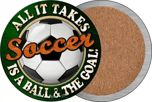 Soccer Novelty Circle Coaster Set of 4