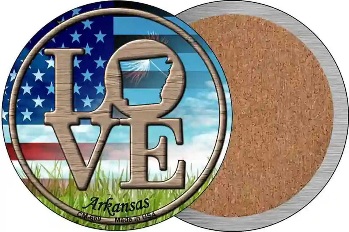 Love Arkansas Novelty Circle Coaster Set of 4