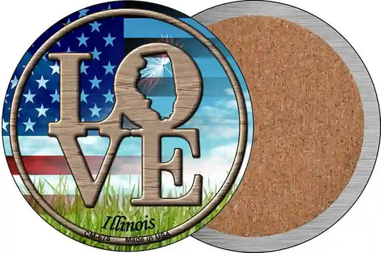 Love Illinois Novelty Circle Coaster Set of 4