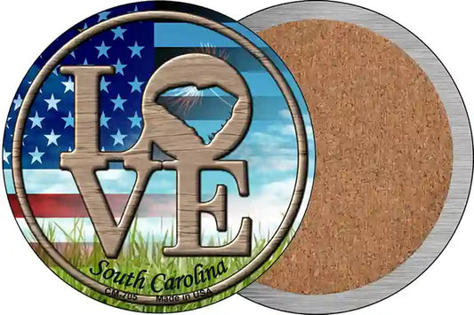 Love South Carolina Novelty Circle Coaster Set of 4