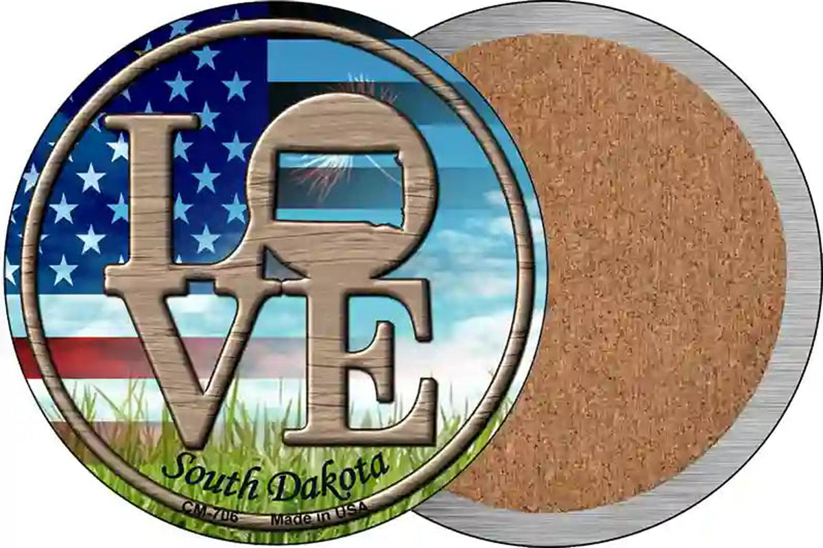 Love South Dakota Novelty Circle Coaster Set of 4