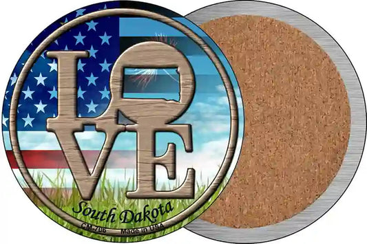 Love South Dakota Novelty Circle Coaster Set of 4