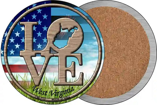 Love West Virginia Novelty Circle Coaster Set of 4
