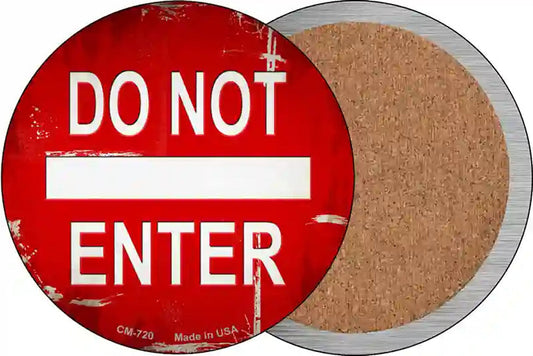 Do Not Enter Rusty Novelty Circle Coaster Set of 4