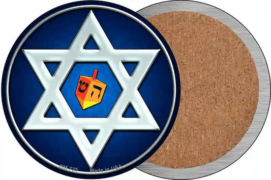 Hanukkah Star And Dreidel Novelty Circle Coaster Set of 4