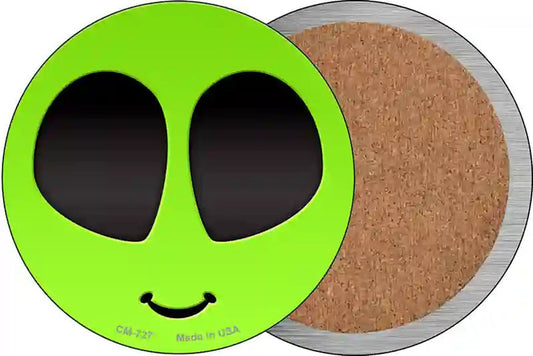 Alien Smile Face Novelty Circle Coaster Set of 4