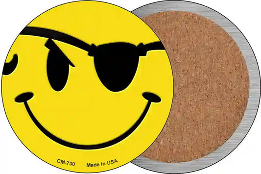 Eye Patch Smile Novelty Circle Coaster Set of 4