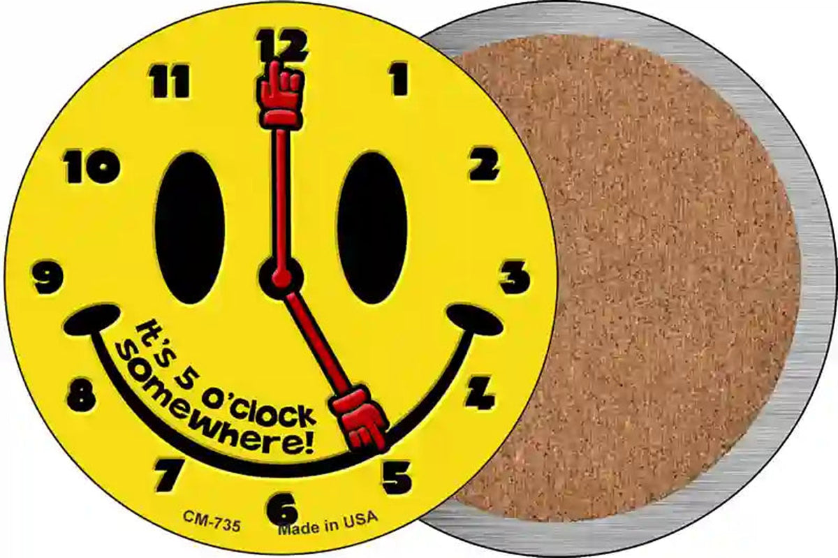 5 O Clock Somewhere Novelty Circle Coaster Set of 4