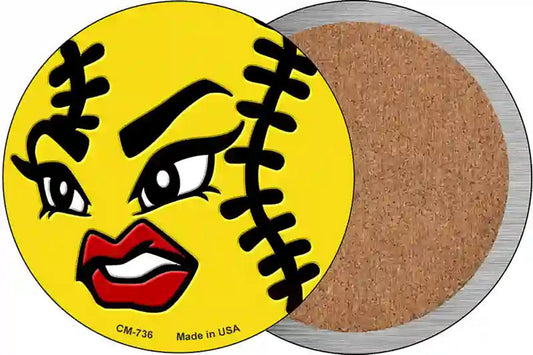 Angry Softball Novelty Circle Coaster Set of 4