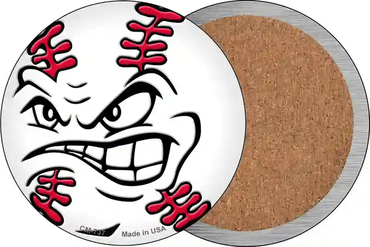 Angry Baseball Novelty Circle Coaster Set of 4