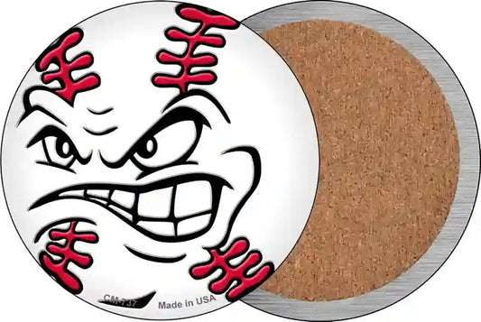 Angry Baseball Novelty Circle Coaster Set of 4