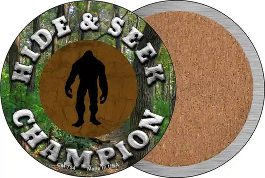 Hide and Seek Champion Bigfoot Novelty Circle Coaster Set of 4
