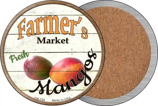 Farmers Market Mangos Novelty Circle Coaster Set of 4