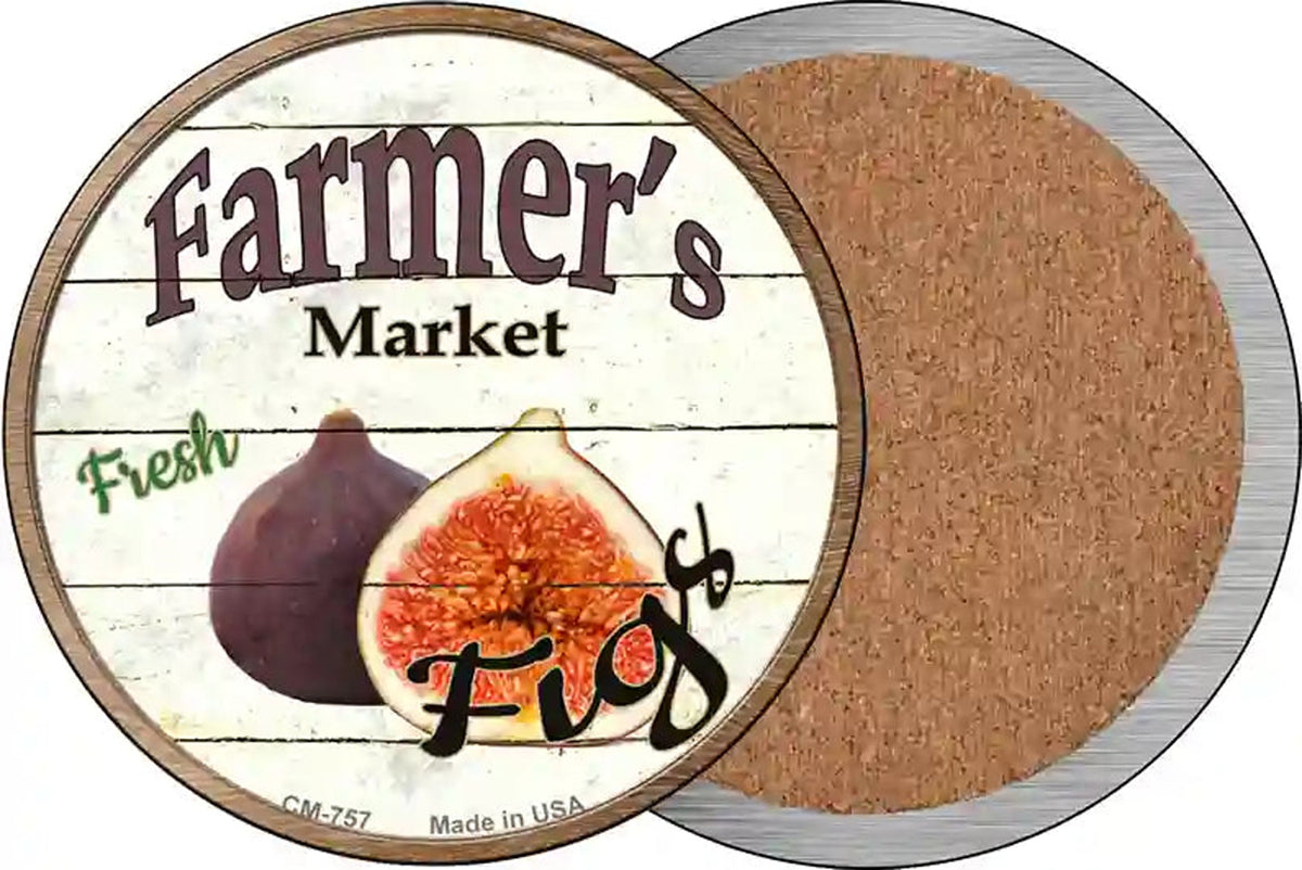 Farmers Market Figs Novelty Circle Coaster Set of 4