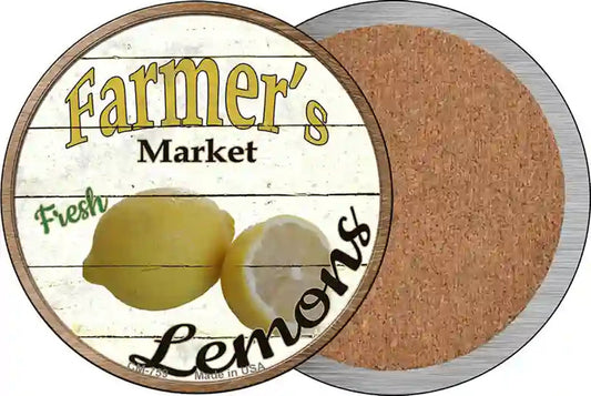 Farmers Market Lemons Novelty Circle Coaster Set of 4