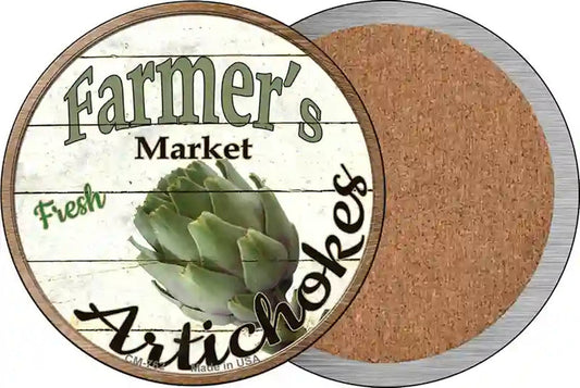 Farmers Market Artichokes Novelty Circle Coaster Set of 4