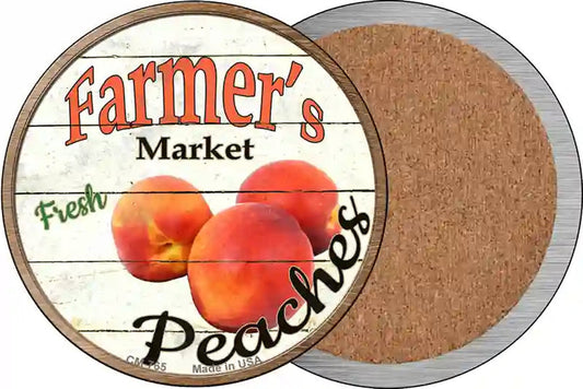 Farmers Market Peaches Novelty Circle Coaster Set of 4