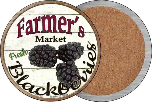 Farmers Market Black Berries Novelty Circle Coaster Set of 4