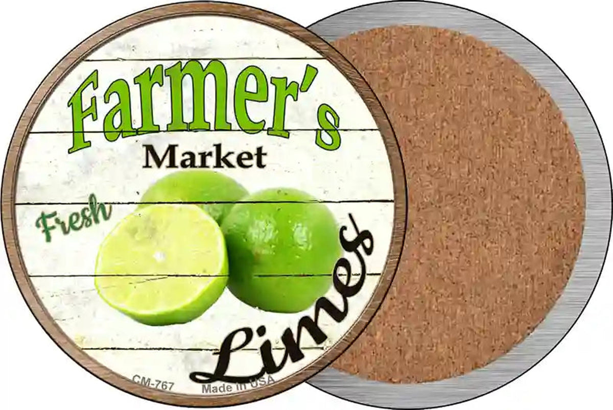 Farmers Market Limes Novelty Circle Coaster Set of 4