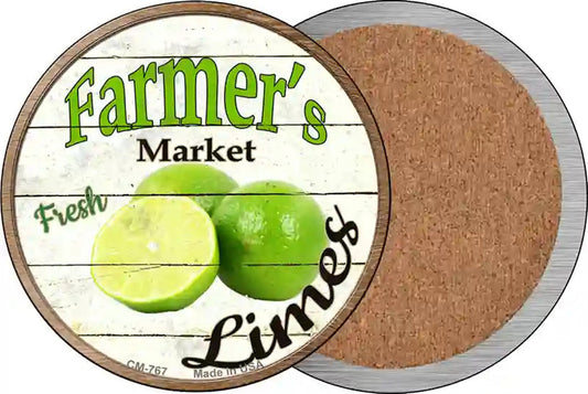 Farmers Market Limes Novelty Circle Coaster Set of 4