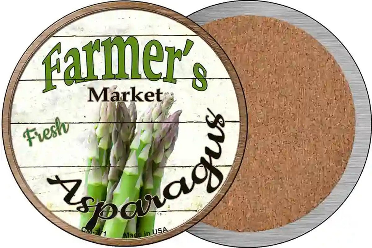 Farmers Market Asparagus Novelty Circle Coaster Set of 4